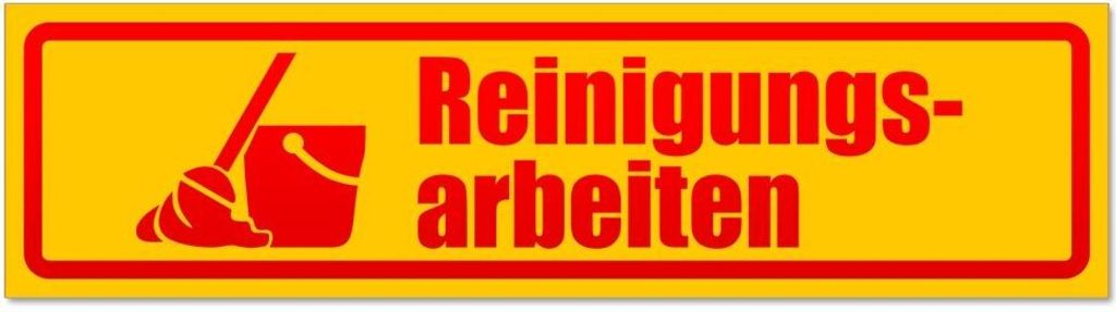 Kiwistar - Autoaufkleber - Rot - 30 x 8 cm - Reinigungsarbeiten Eimer invertiert - Hinweis Aufkleber Sticker für Auto, Kfz, Fahrrad, PKW, LKW
