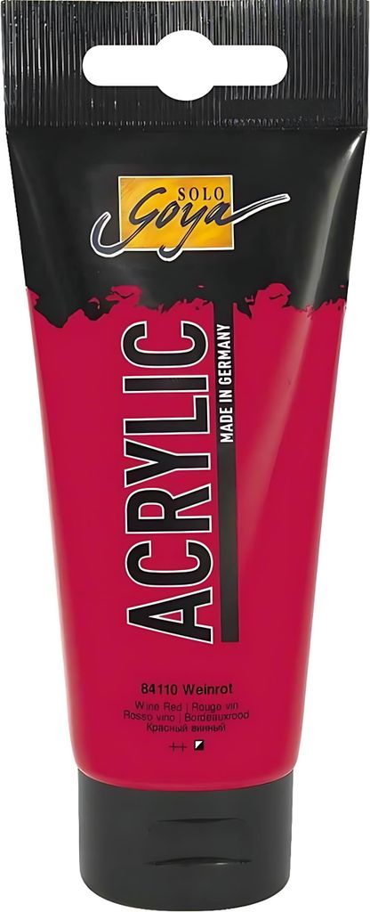 A tube of red acrylic paint.