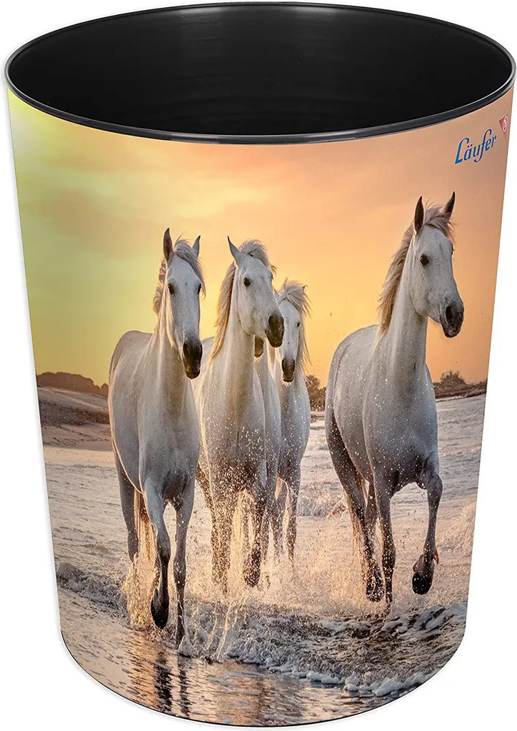 Corbeille à papier décorative pour bureau - Motif Chevaux Plage 13L