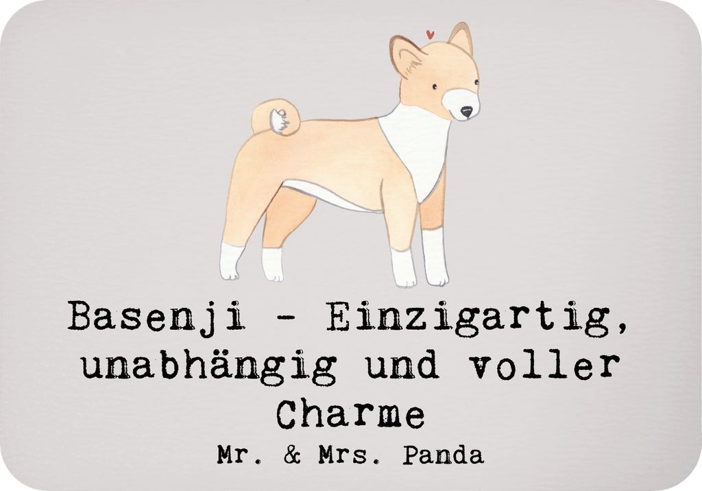 Mr. & Mrs. Panda Magnet Basenji Charme - Grau Pastell - Geschenk, Hunderasse, Hunderassen Eigenschaften, küchenmagnet, Beschreibung, Kühlschrankm...