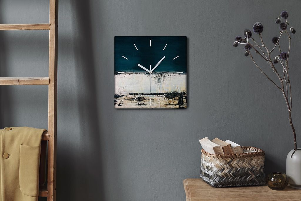 Coloray Hodiny Unikátní 30x30 cm Tiché hodiny Pro obývací pokoj a kuchyň Nástěnné hodiny Plátno Bílé ručičky hodin - Vodní pláž