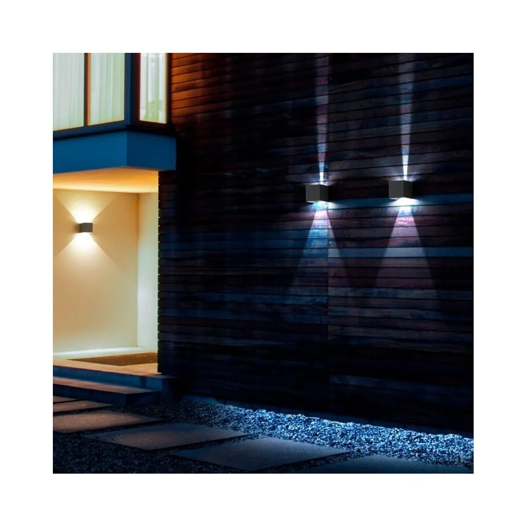 Lampe murale extérieure LED Cubetto blanche avec faisceau de lumière - 2