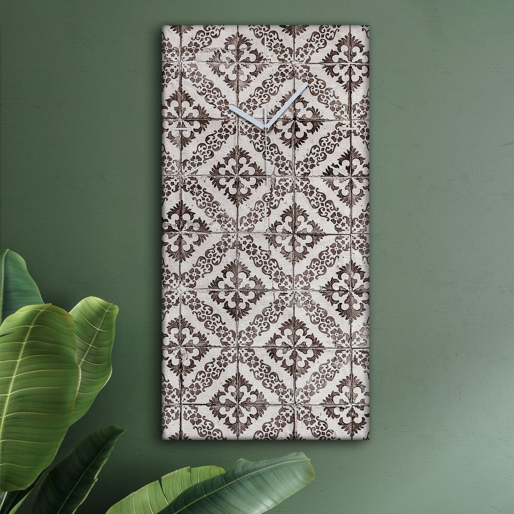 Wohnzimmer Leinwand Uhr Geräuschlos Küche 30x60 Ornamente, Abstrakt, Textur, weiße Zeiger