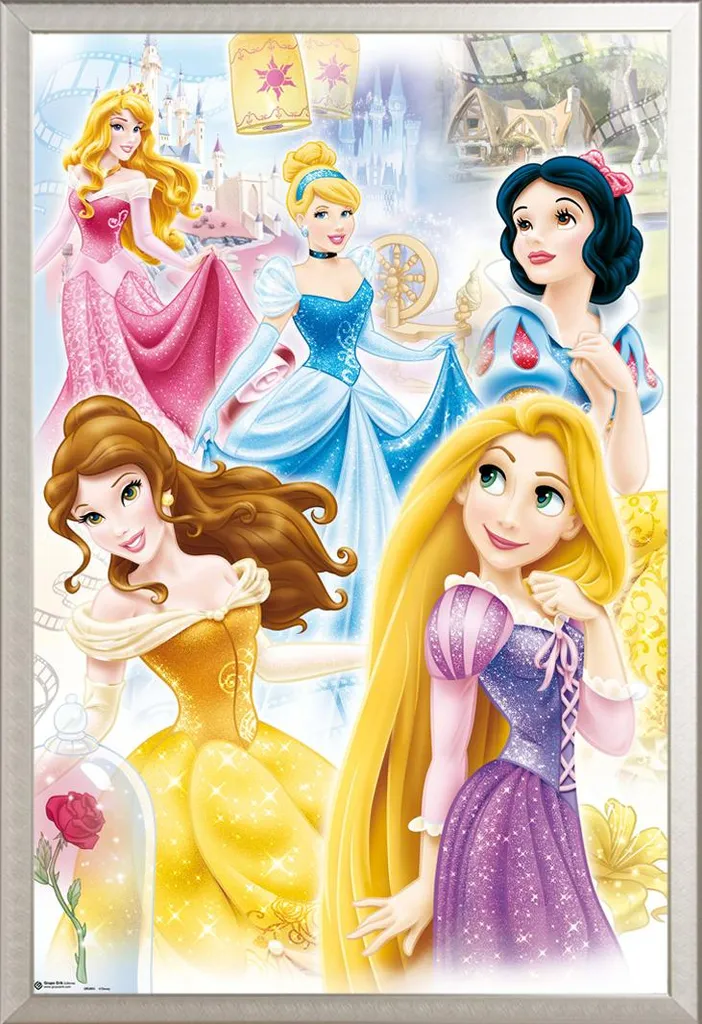 Offerta Poster Disney Principesse + Cornice Shinsuke Alluminio Maxi