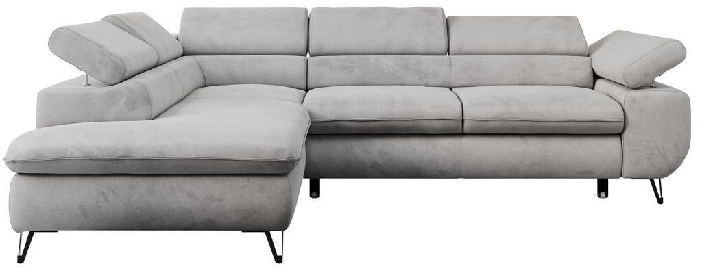 Ecksofa Sofa Grau, Wohnlandschaft L-Form mit Schlaffunktion Produktbild 