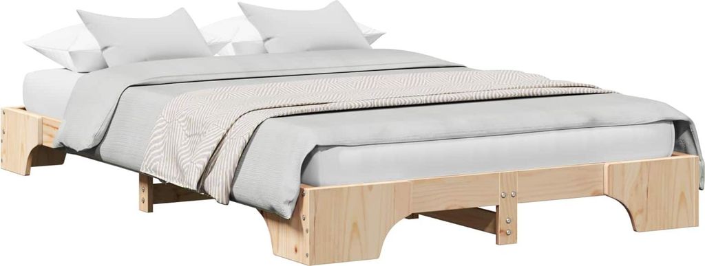 Bettrahmen Natur 140 x 190 cm Massives Kiefernholz