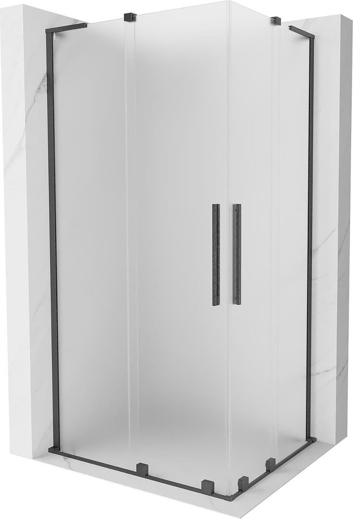 Mexen Velar L Duo Schiebeduschkabine 90 x 80 cm, matt, gebürstetes Gun Grau - 871-090-080-02-33-66