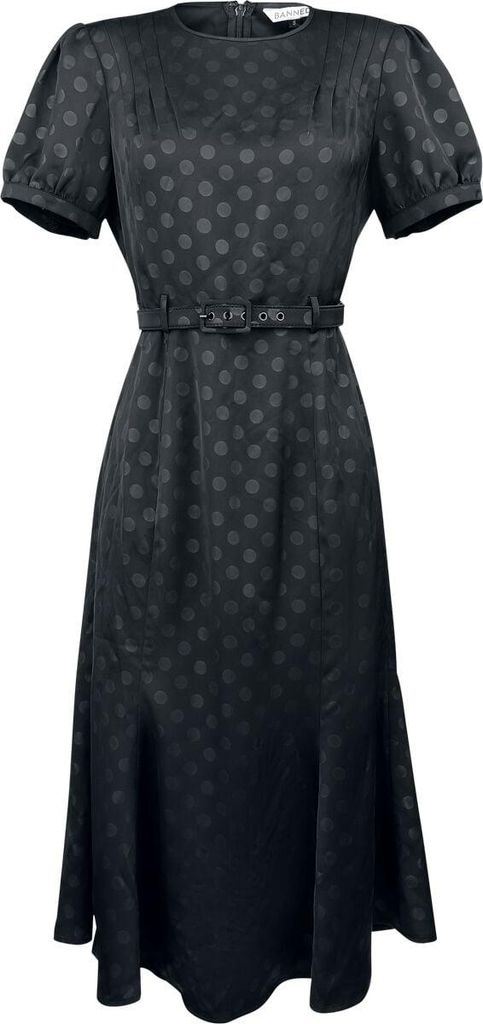 Banned Retro Langes Kleid Damen Iris Polka Dot Dress schwarz M