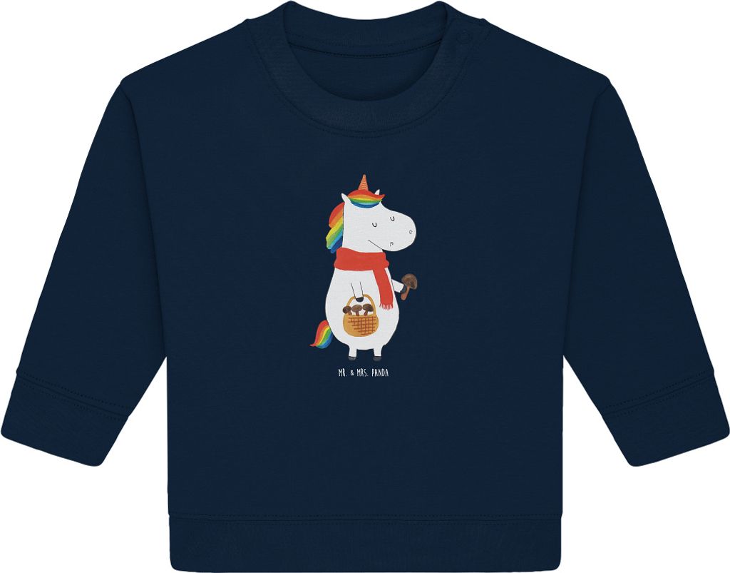 Mr. & Mrs. Panda Organic Baby Pullover Einhorn Pilz 12. - 18. Monat - French Navy - Geschenk, Liebeskummer, Bullover, Einhörner, Pilze, Unicorn, M...