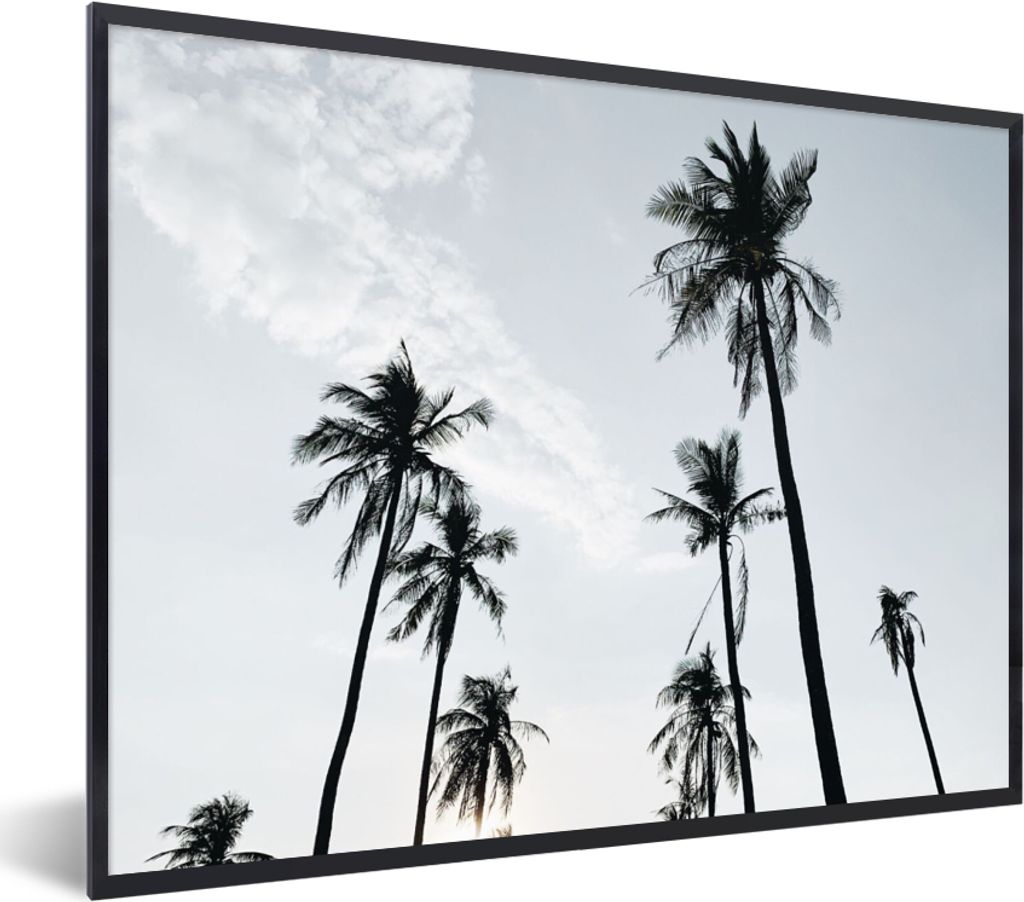 MuchoWow Gerahmtes Poster Palmen - Sommer - Tropisch 80x60 cm - Poster mit Schwarzem Bilderrahmen Wandposter Rahmen Foto Bilder - Schwarzem - Mit...