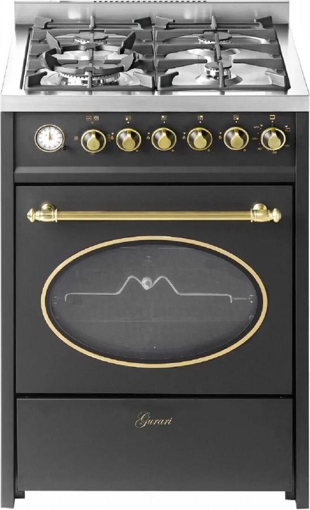 GURARI GCH G 614 BL, Gas Standherd 60 cm Erdgas Fl.Gas 4 Kw WOK Gasgrill/55 L