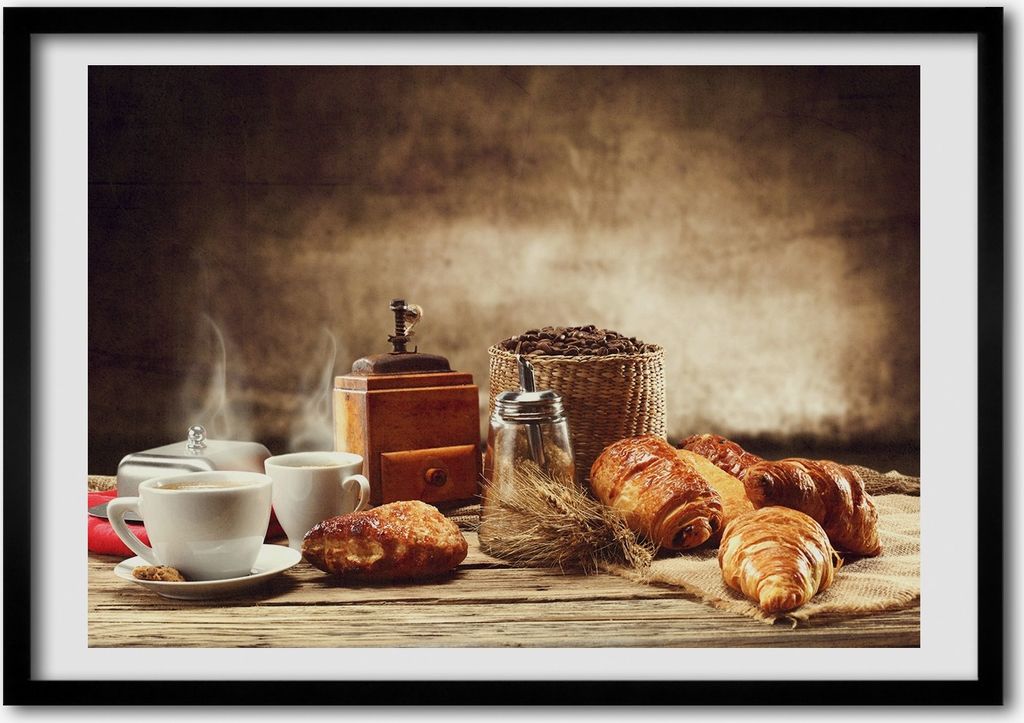 Bild - Bilderrahmen - 100 cm x 70 cm - MDF - Rahmen - Foto - Wandkunst Frühstück
