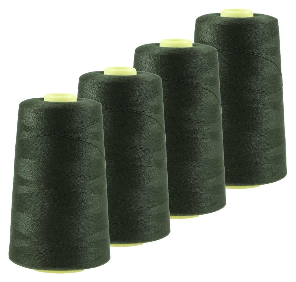 4 x 4572m Overlockgarn Nähgarn Polyester Overlock Garn, schwarzoliv
