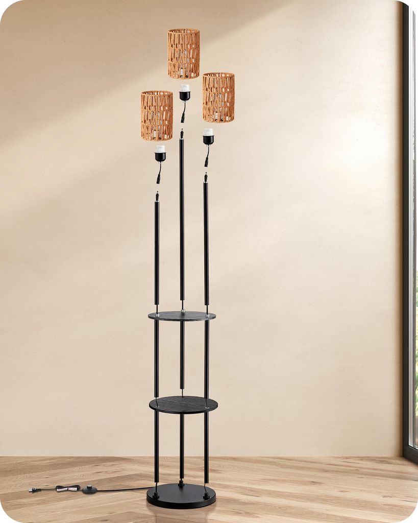 EDISHINE Stehlampe Wohnzimmer, 3-flammige Vintage Produktbild 