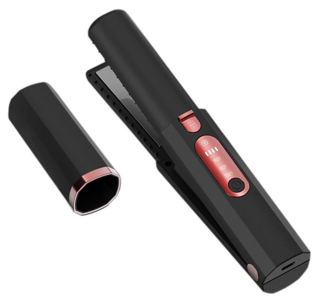 INF Kabelloser Haarglätter und Lockenstab ABS 20cm Type-C für Reise Schwarz