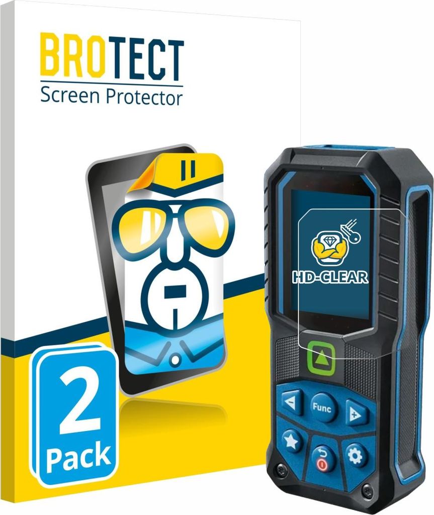 2x Für Bosch GLM 50-23 Schutzfolie BROTECT Displayschutz Display Schutz Folie Klar Transparent