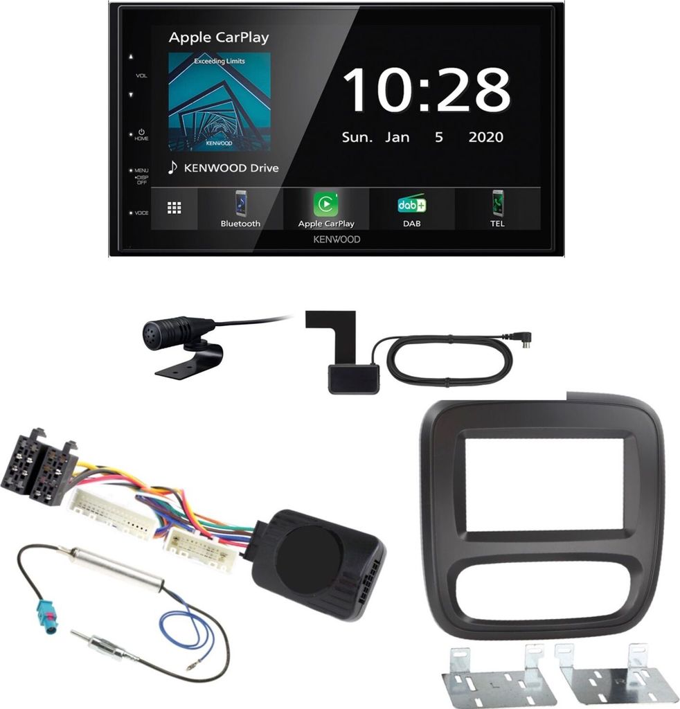 Kenwood DMX5020DABS Bluetooth Autoradio MP3 DAB+ Einbauset für Opel Vivaro B