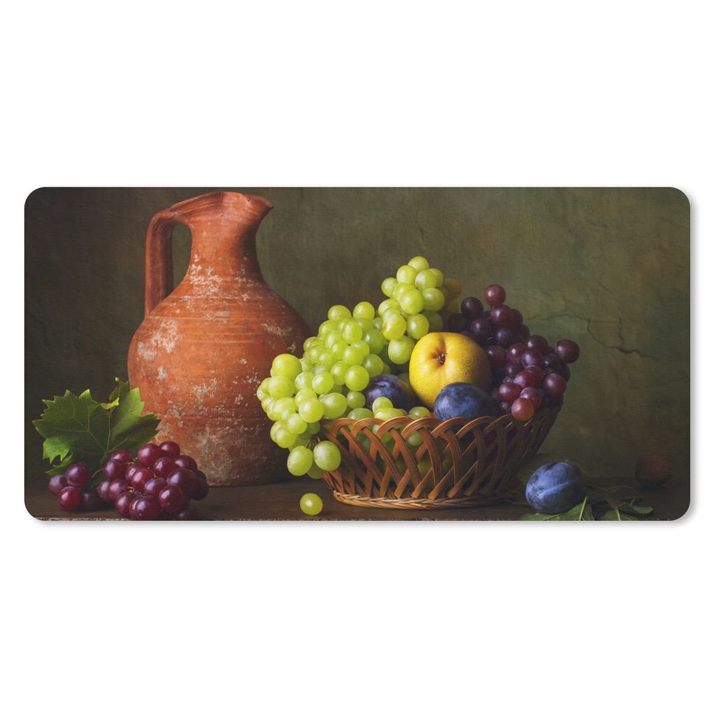 MuchoWow Mauspad Mousepad Rustikal - Obst - Korb - Stilleben 60x30 cm - Mousepads - Maus Mat - Pad - Mausunterlage - Nachhaltig