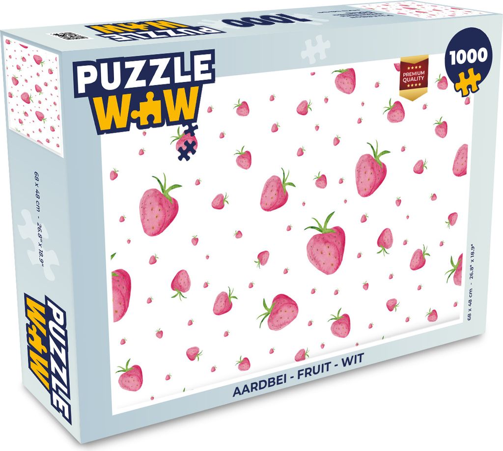 MuchoWow Puzzle 1000 Teile Erdbeere - Obst - Weiß - Erwachsene - Rätsel