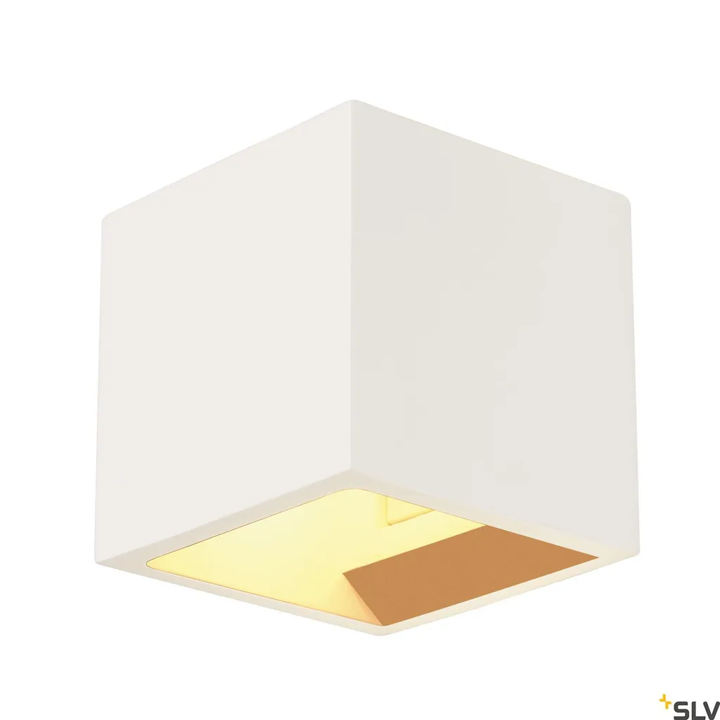 Luminaire mural design en plâtre blanc PLASTRA CUBE carré culot G9