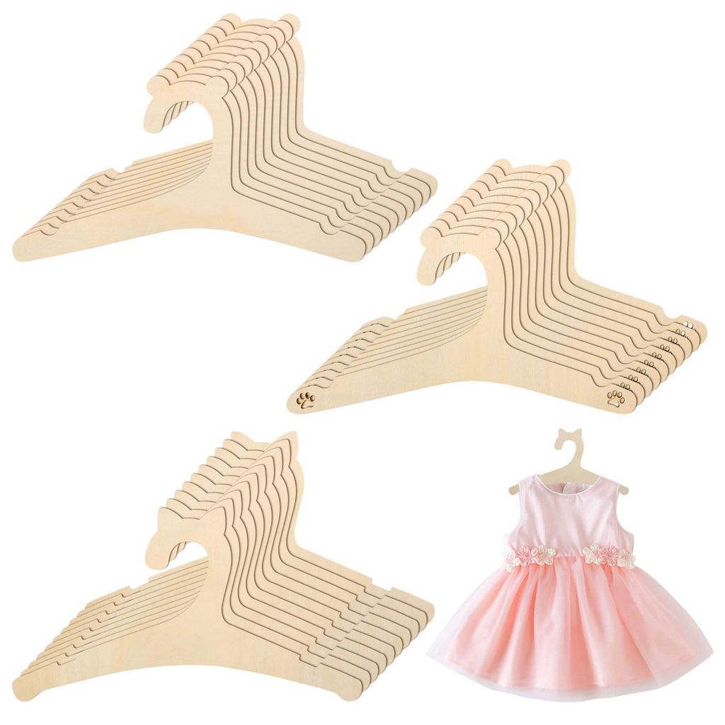 30 Baby-Kleiderbügel aus Holz, schlank, 23x12 cm, für Neugeborene & Kinder
