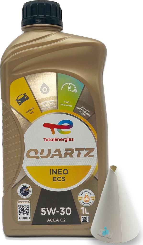 Total Quartz Ineo ECS | 5W-30 | 1 L | PSA B71 2290 | Iveco | Fiat | mit Trichter