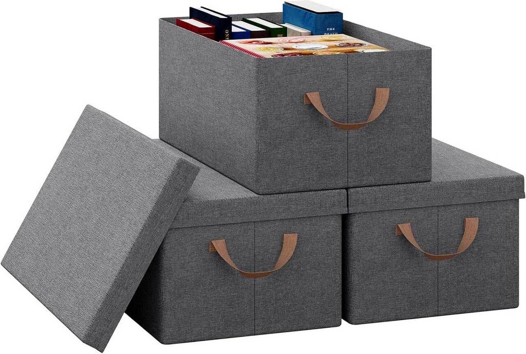 WOLTU 3er Set Aufbewahrungsbox mit Deckel & Griffen, Produktbild 