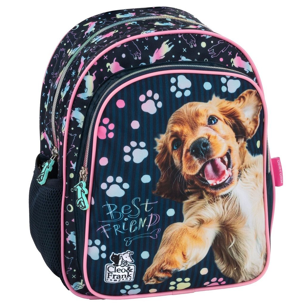 Cleo & Frank Hund Kinder Rucksack 28 cm Kindergarten Tasche rosa blau Mädchen