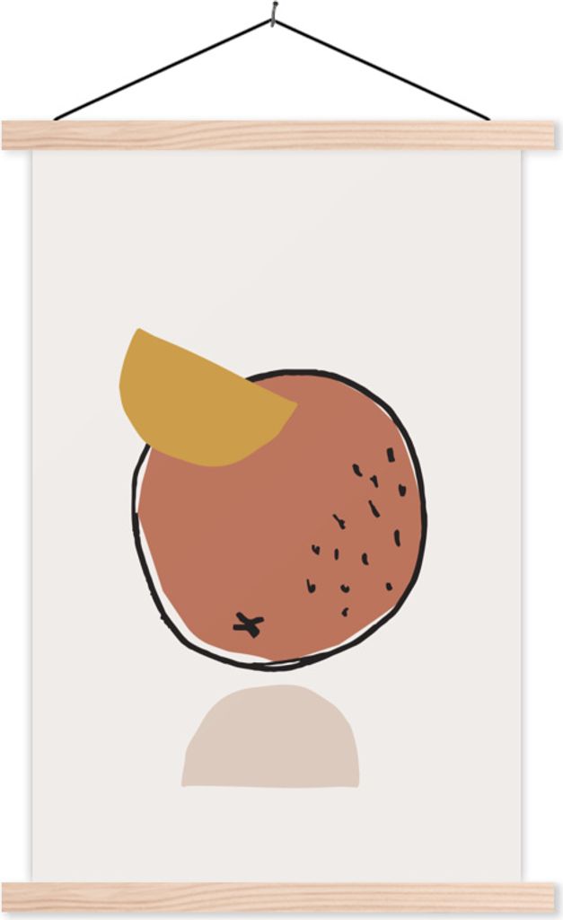 MuchoWow Textilposter Sommer - Kokosnuss - Braun 40x60 cm mit holzfarbenen Rahmen - Poster