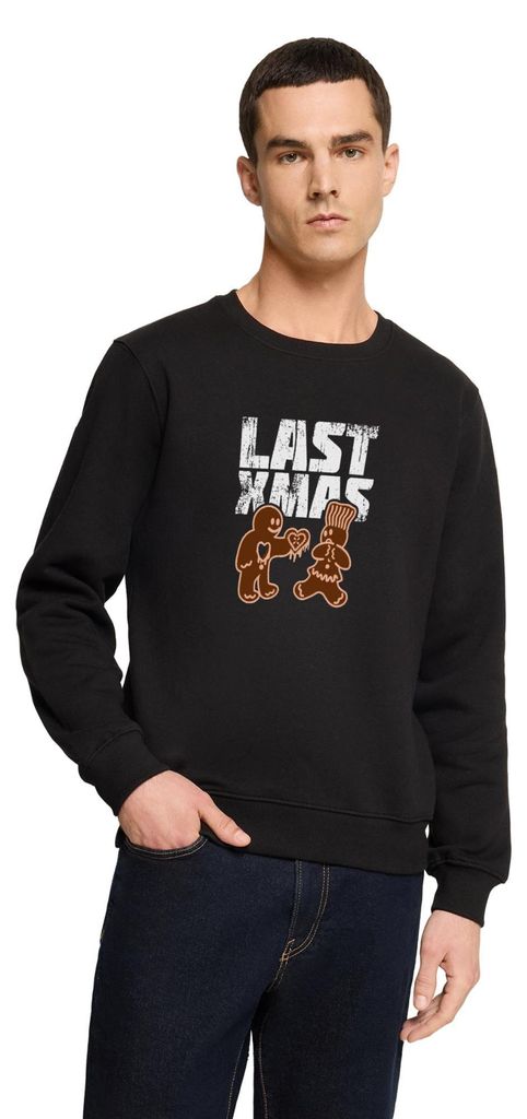 Spreadshirt Last Xmas Lustig Lebkuchen Herz Weihnachten Herren Premium Pullover, L, Schwarz