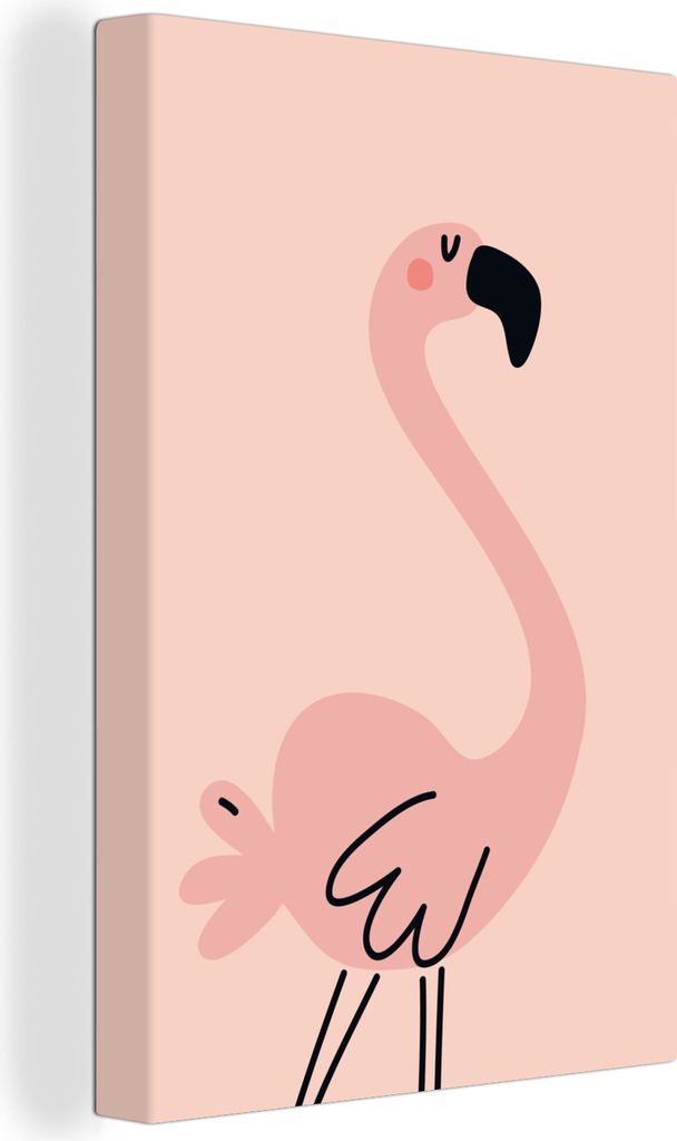 OneMillionCanvasses - Leinwandbilder - 90x140 cm, Illustration eines rosa Flamingos auf einem rosa Hintergrund, Wandbilder Kunstdruck Wanddekorat...