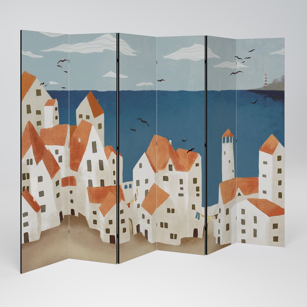 SpaceRebels Paravent Raumteiler - 6-teilig Raumtrenner, Druck 1-Seite - Raumtrenner - Trennwand Wohnung - Room Divider - Spanische Wand Deko Modern...