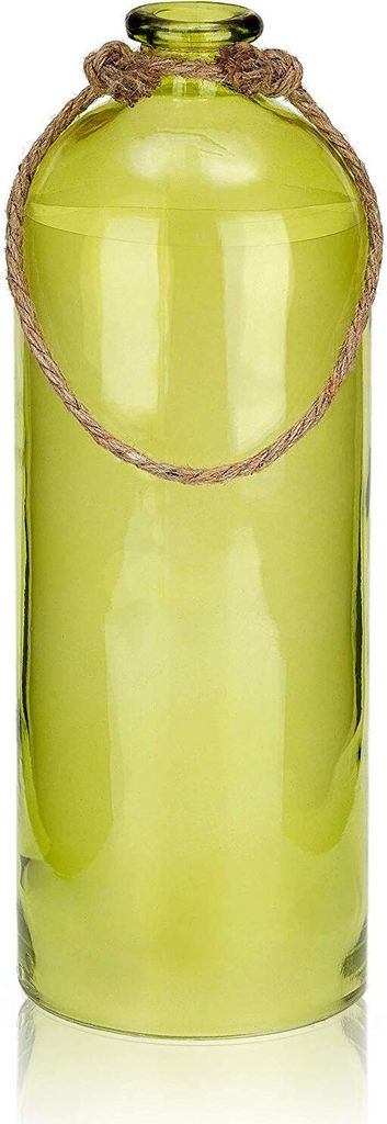 BRUBAKER Lichterflasche mit 12 LED Sternen zum Aufhängen 13,5 x 40,8 cm Grün