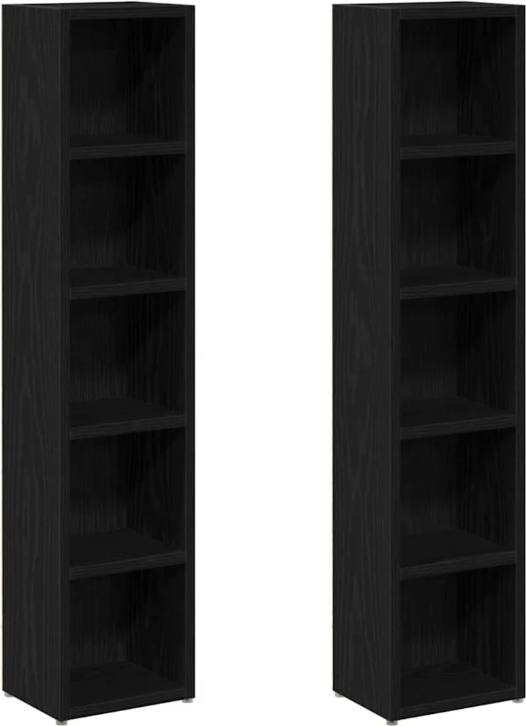 Set 2 Scaffali Porta CD vidaXL Rovere Nero 21x16x93.5cm | Arredo Hi-Fi