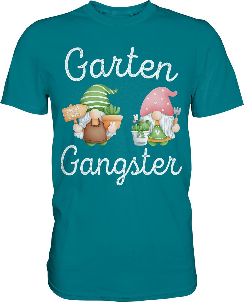 Kaktus Gartenzwerge Garten Gangster Gärtner T-Shirt - Produktbild 