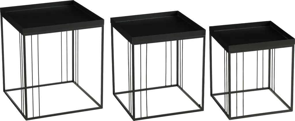 Table d'appoint Beth en fer noir mat - Ensemble de 3 tables gigognes