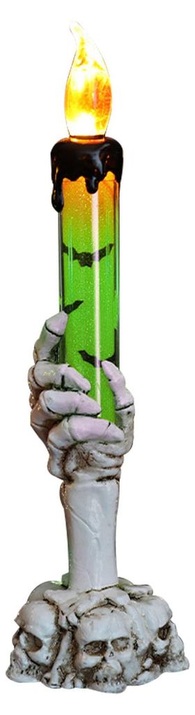 Halloween Totenkopf Kerzenhalter Licht Skelett Geist Hand Flammenlose Lampe Party Bar Dekoration Grün