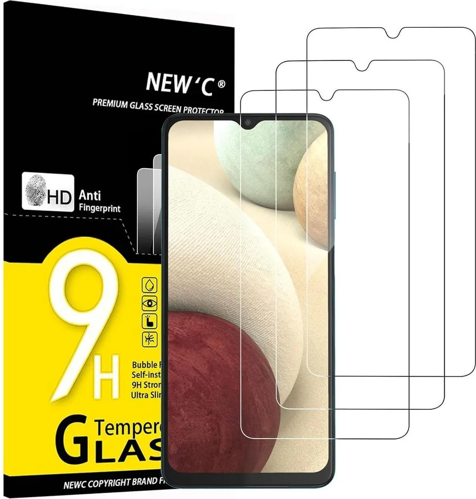 Vetro Temperato Samsung Galaxy A12 NEW'C 3 Pezzi 9H Ultra Chiaro