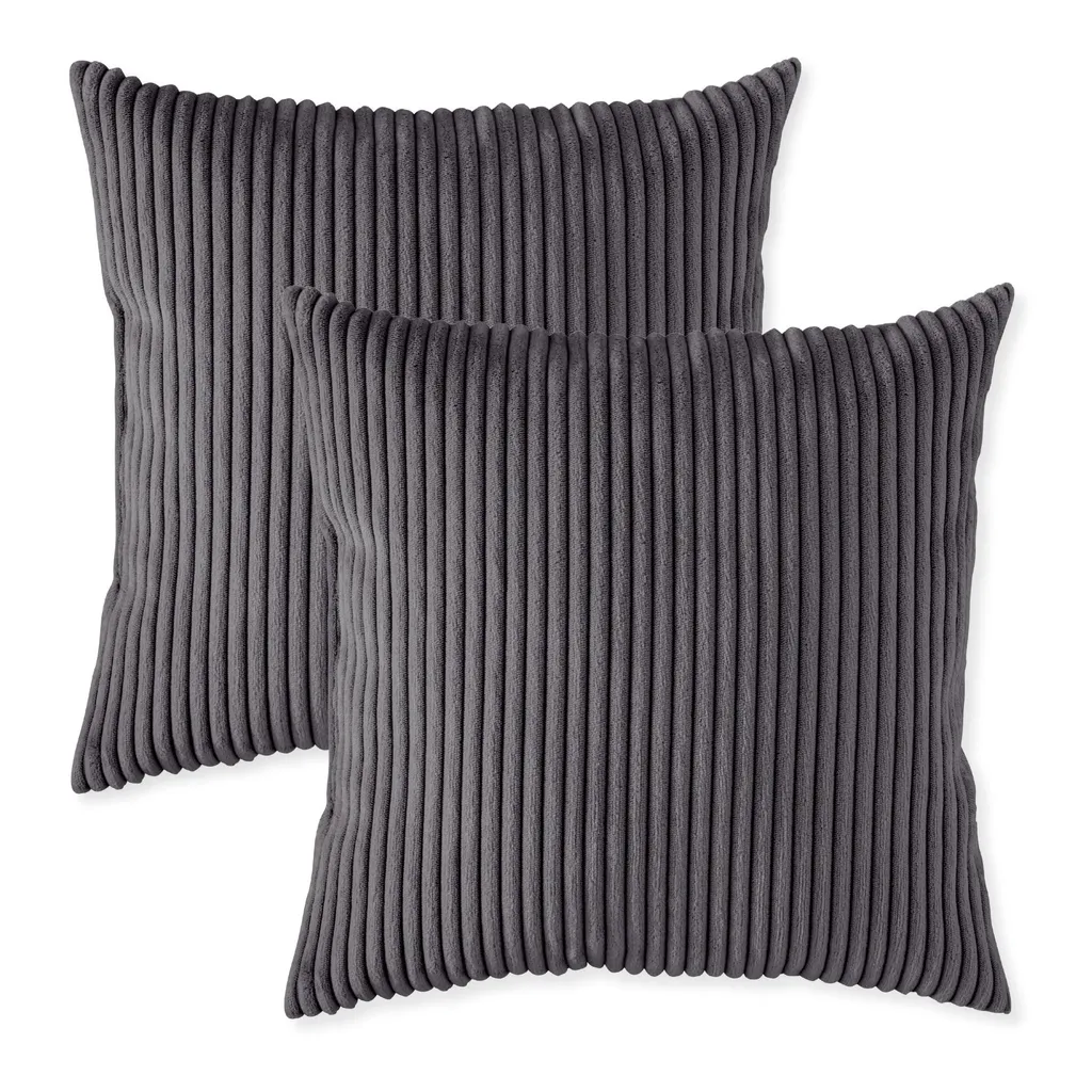 Set 2 Cuscini Sleepling 40x40 Velluto a Coste Grigio Scuro Relax