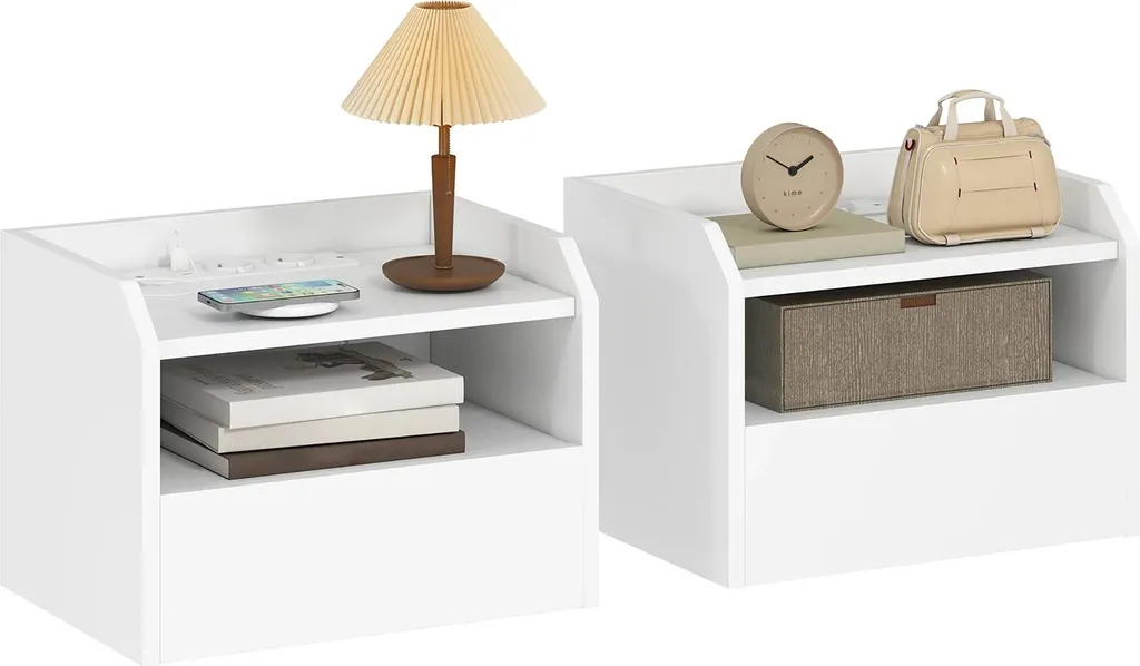 Table de chevet blanche compacte 40x29x29 cm pour petites chambres de style