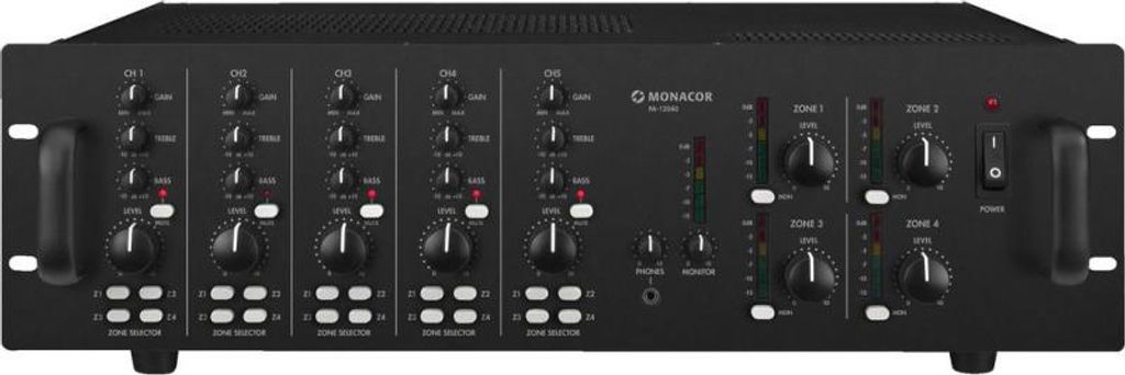 Monacor PA-12040, 5.0 kan., 1%, 75 dB, 50 - 17000 Hz, 230 Zdjęcie produktu 