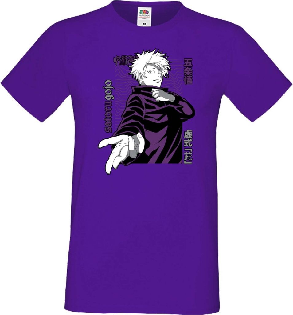 Herren T-Shirt Japan Manga Animation Comics Jujutsu Anime Manga Kaisen Satoru Gojo 02 Var-045- Gojo 02, Man 3XL / Lila