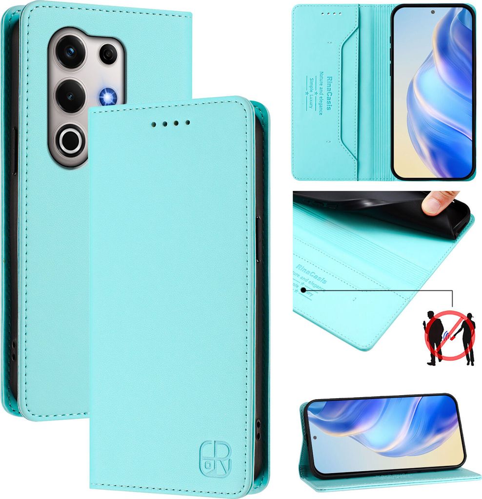 Lederhülle für itel S25 Ultra Hülle Flip Brieftasche Kartenfächern Ständer Schutzhülle Türkis