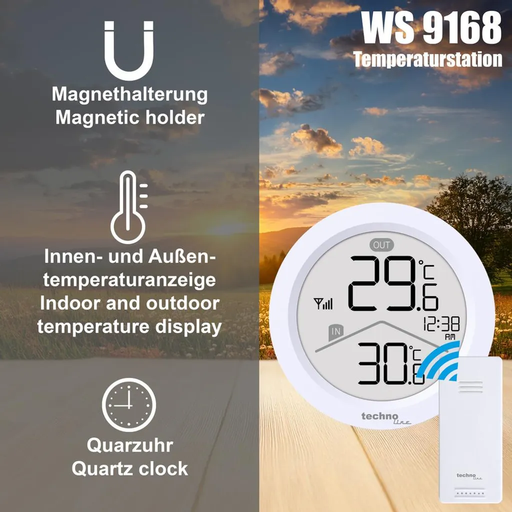Station météo Technoline WS9168 compacte blanche à horloge quartz précise - 4