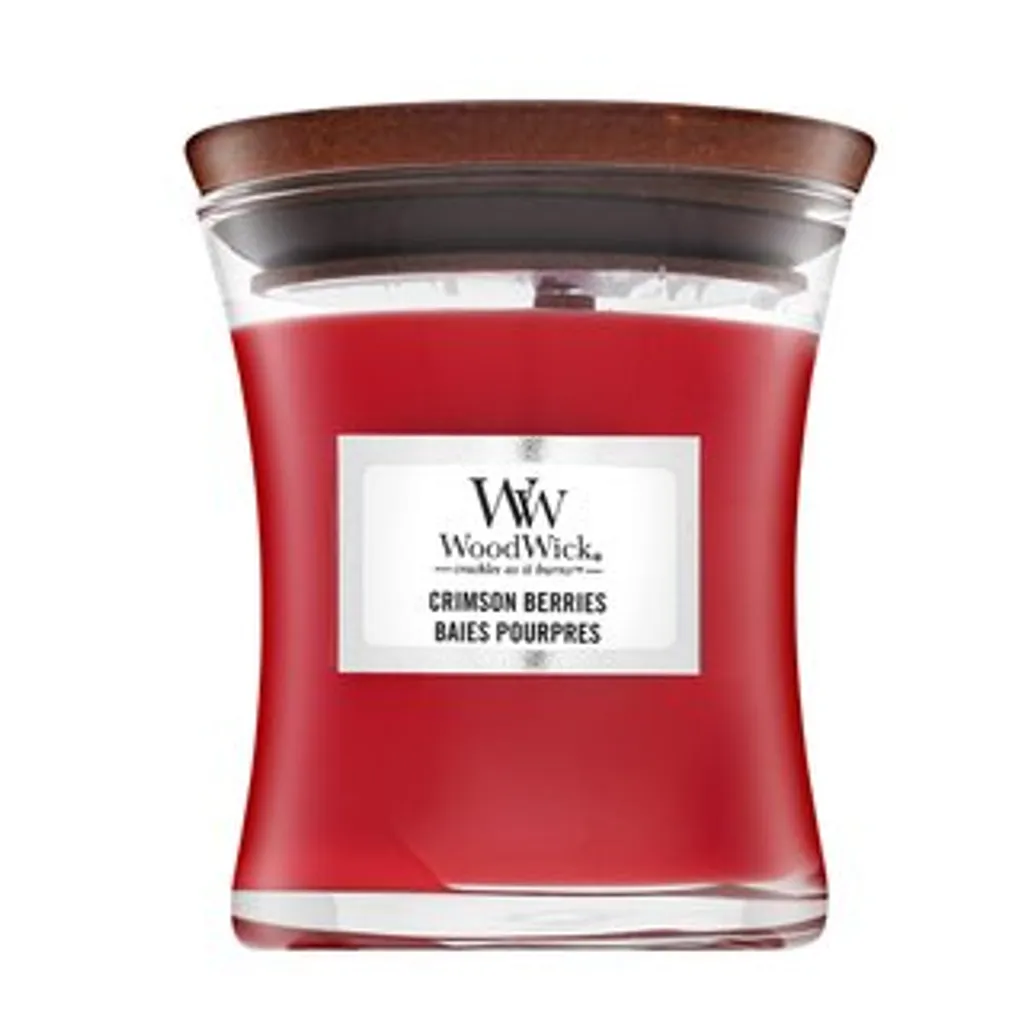 Woodwick Crimson Berries Bougie parfumée 85 g avec mèche en bois crépitante