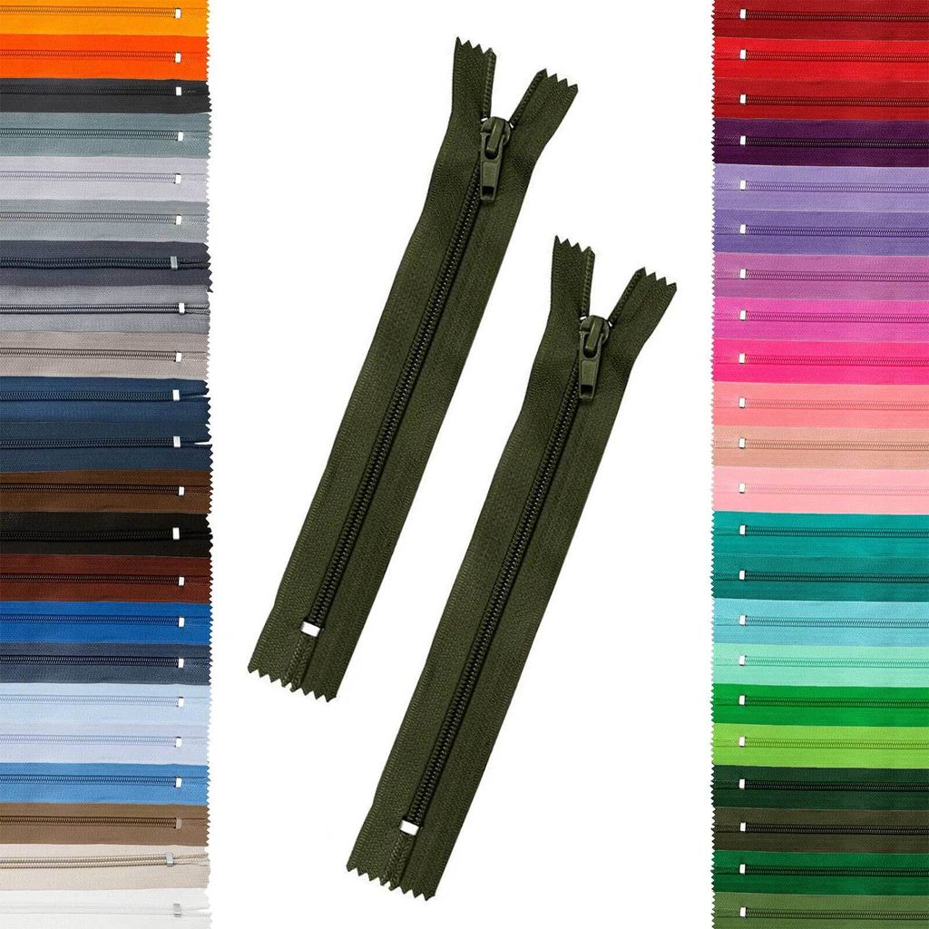 50 Reißverschlüsse 5mm spiral, 16cm, unteilbar, Autolock, Farbe frei wählbar, Farbe:305 dunkelolivgrün