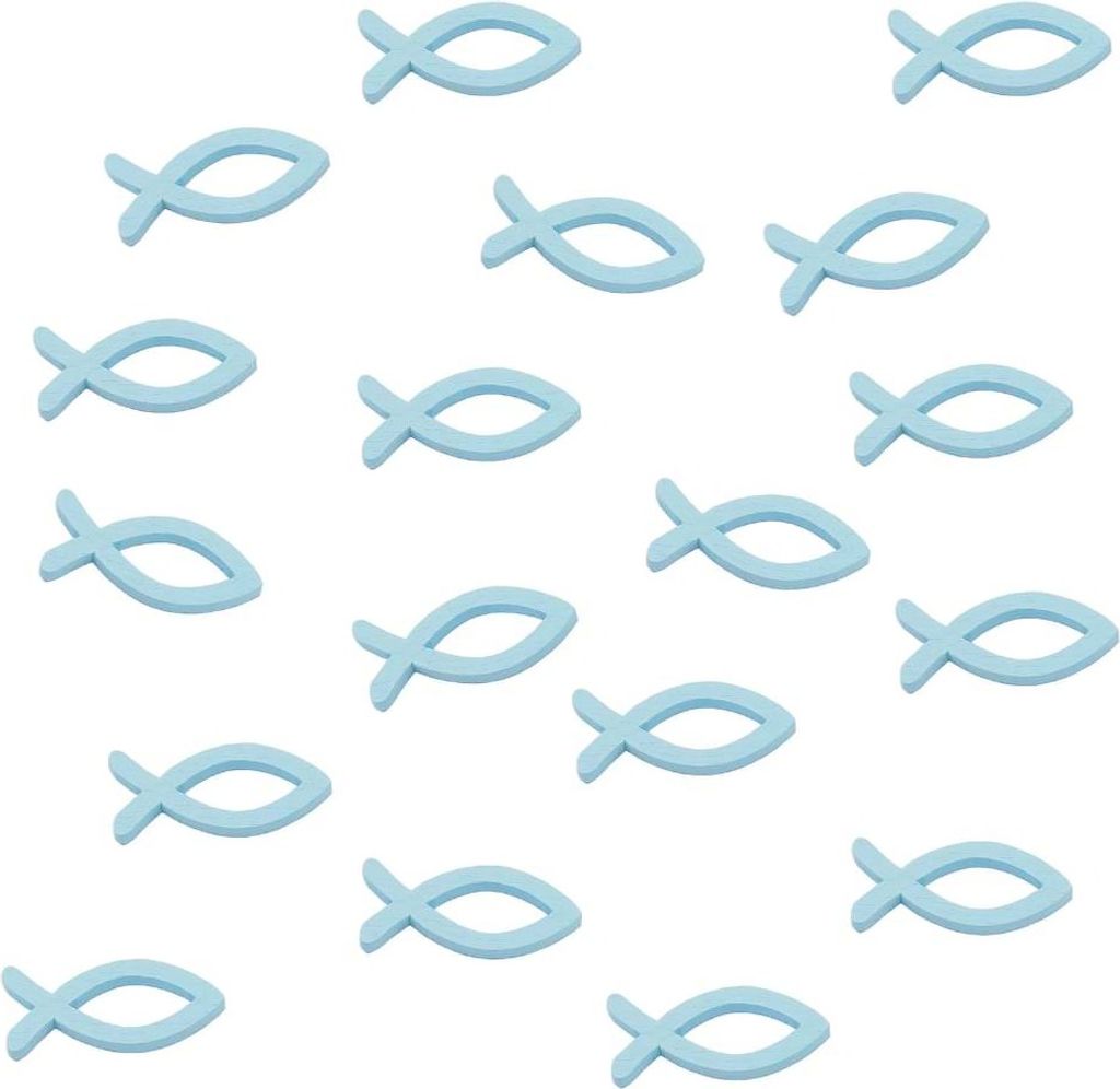 Oblique Unique 18 Holz Fische Streudeko Taufe Kommunion Konfirmation - Echtholz hellblau