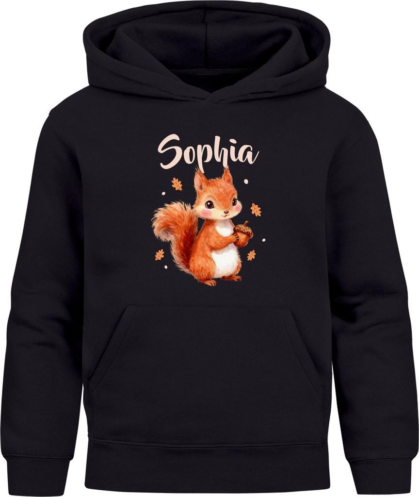Kinder Hoodie Eichhörnchen personalisiert Kapuzenpullover mit Namen und Tiermotiv Geschenkidee Mädchen SpecialMe