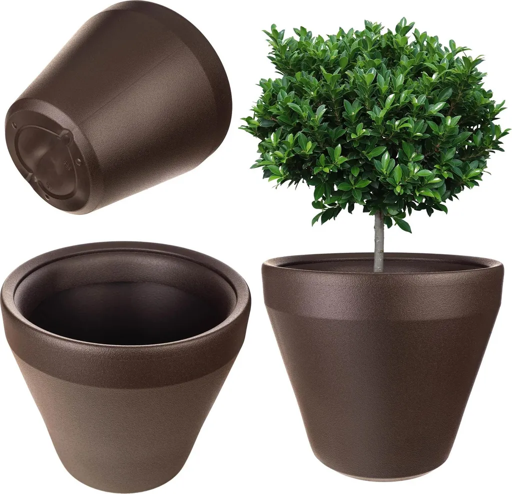 Grand Cache-pot de Jardin Marron Chocolat 39 cm Idéal Grandes Plantes