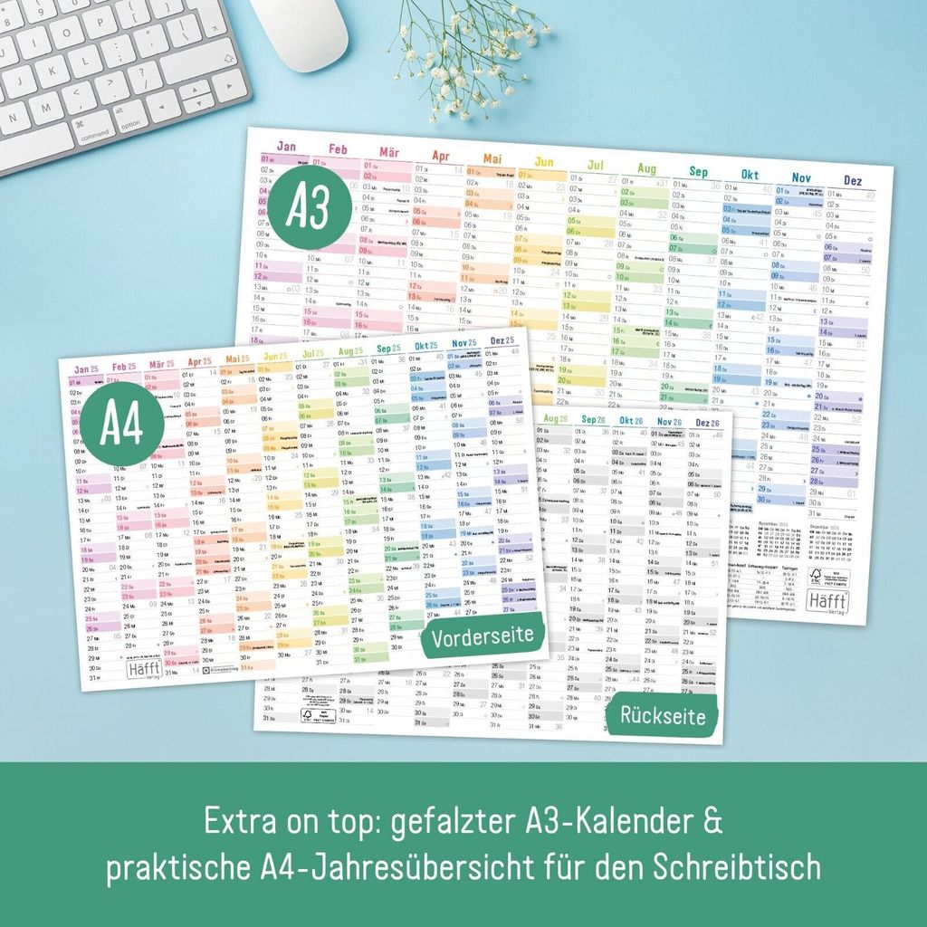 Wandkalender 2025 / A2 / Rainbow / mit Extra A3 + Produktbild 5